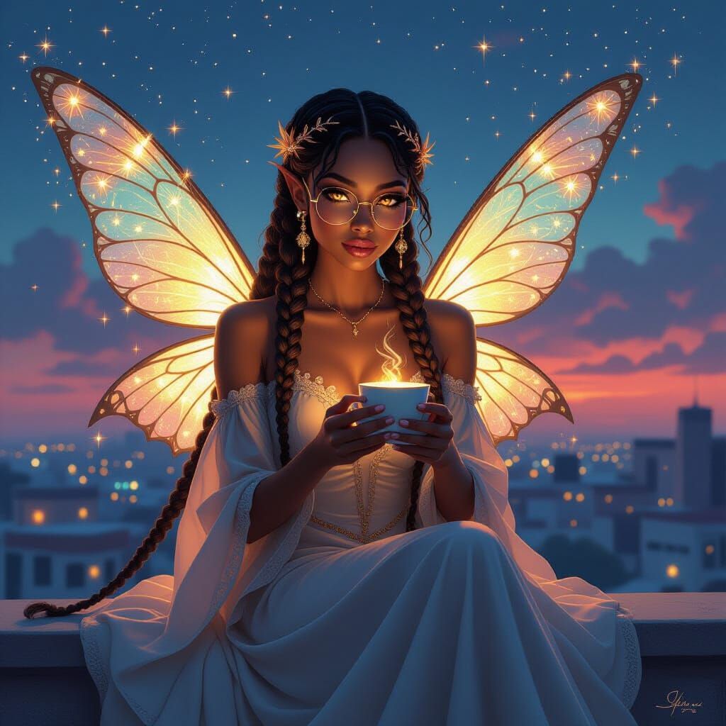 Goddess Fairy with Coffee, Matte Painting