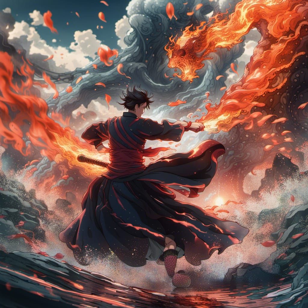Tanjiro Kamado: Breathing Water and Fire God Dance