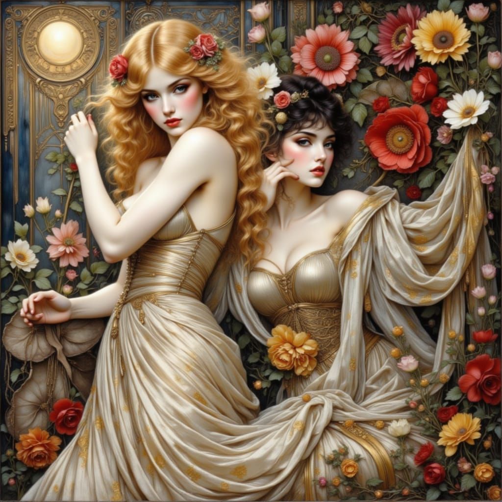 Mythical Goddess in Pre-Raphaelite Watercolor Style