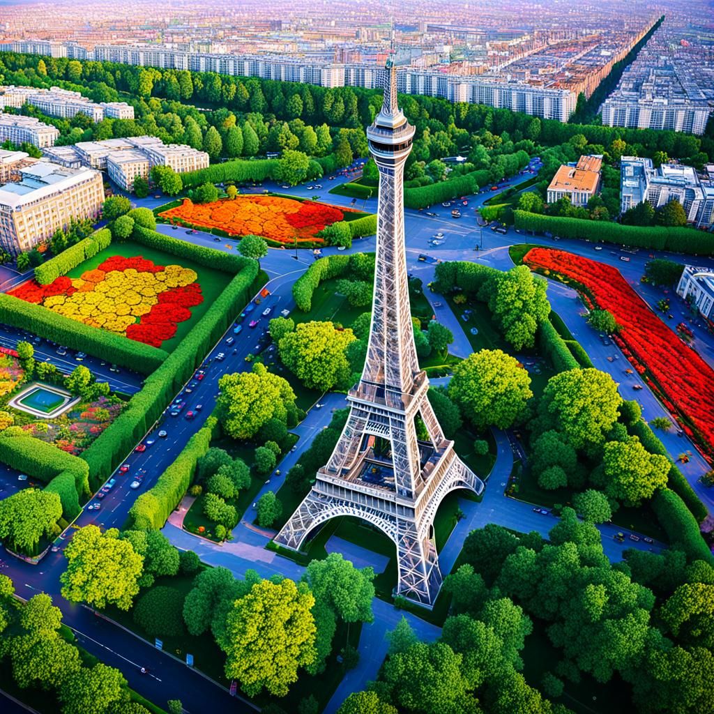 Eiffel Tower Coloring Page With Floral Scenery