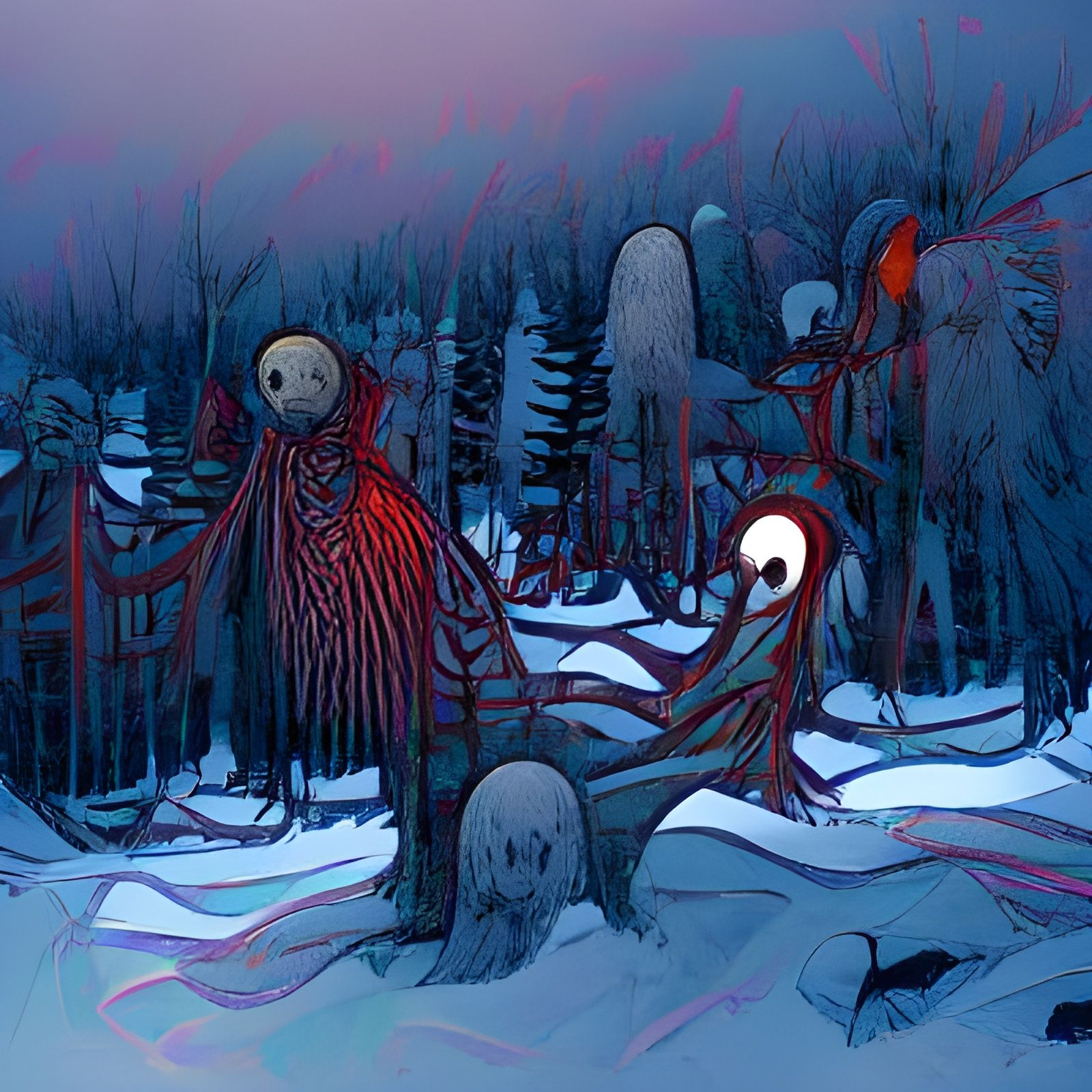 Eerie Shamanic Cemetery in Winter Taiga