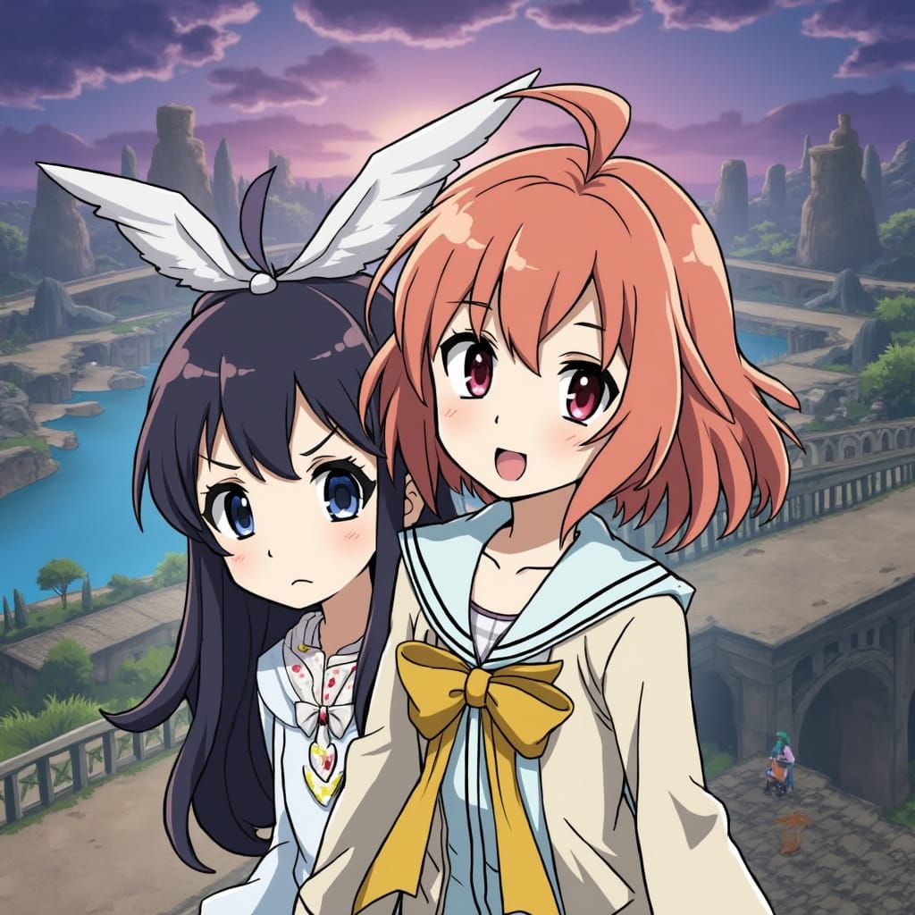 Anime-Inspired Fantasy Scene Beyond a Mystical Horizon