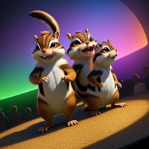Chipmunks on Stage: 3D Digital Art