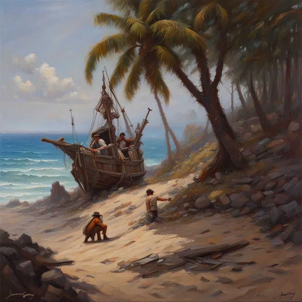 Mystical Island in Oil Painting Style