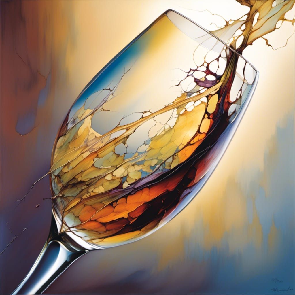 Alsace Vineyard Reflected in Riesling Glass