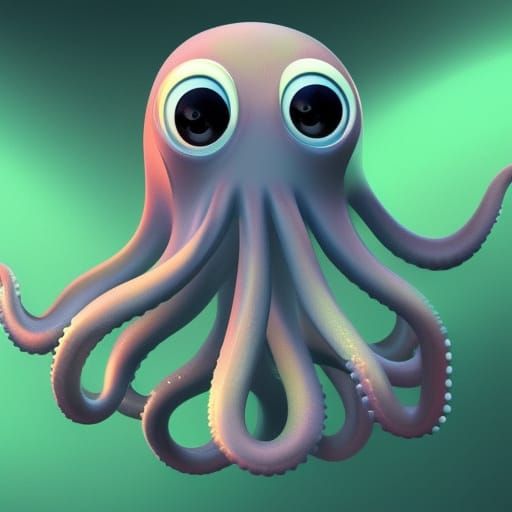 Cute Octopus in Pixar Style 3D Render