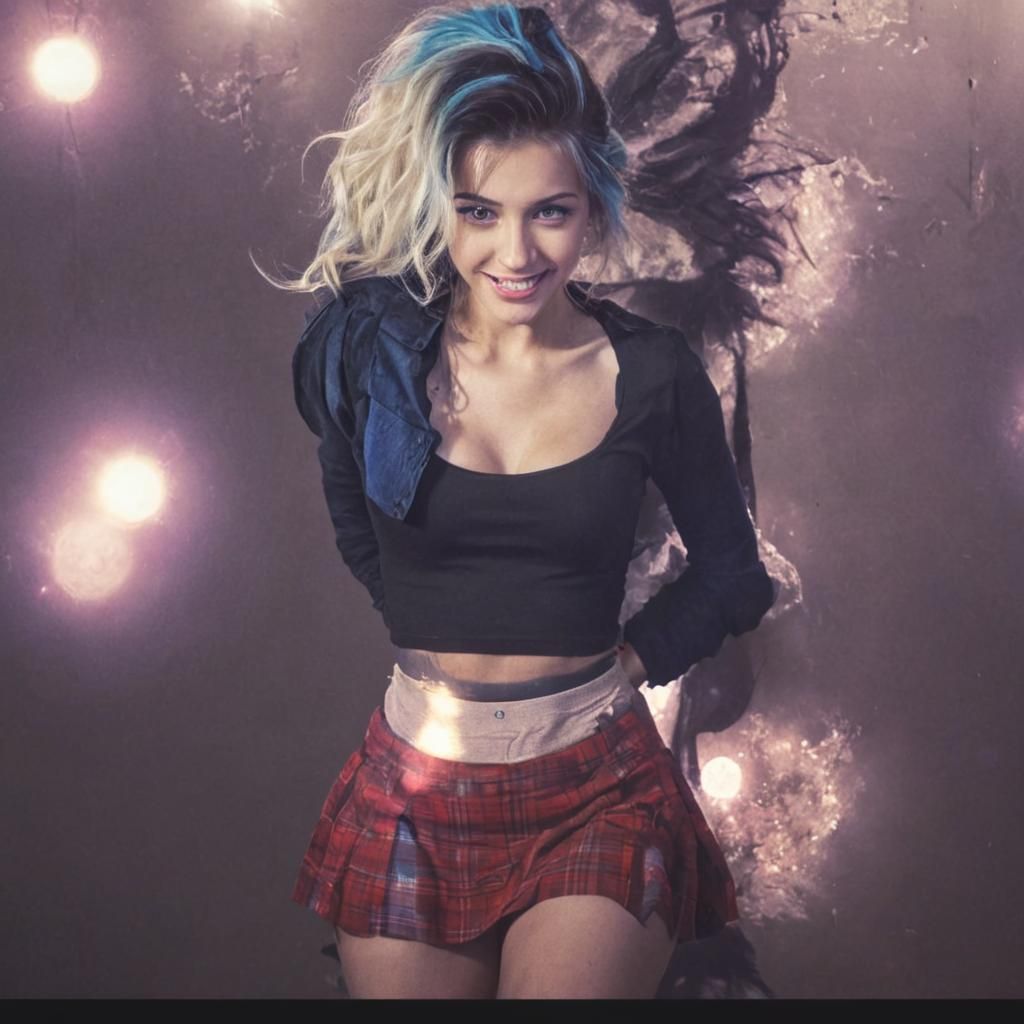 Blonde Woman with Blue Highlights in 4K HDR