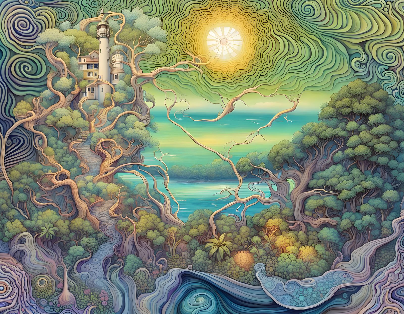 Surreal Lighthouse on Clarence River in Yamba as Quantum Art...