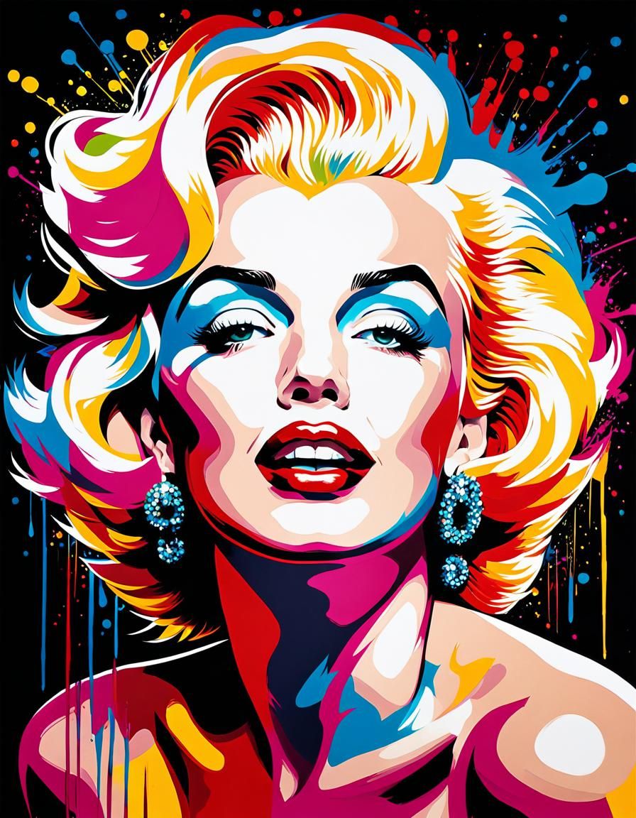 Marilyn Monroe with Colorful Makeup in Hyperrealist Style
