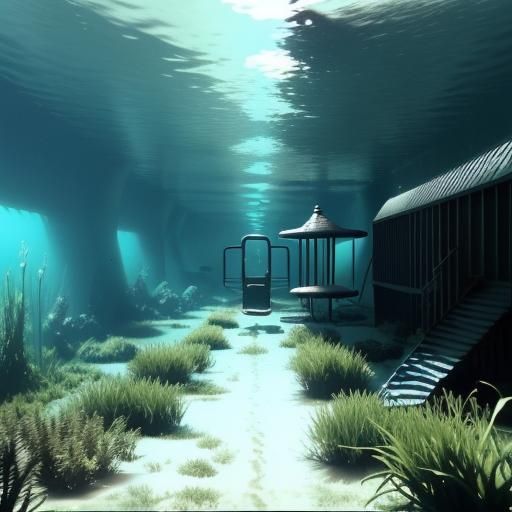 Abandoned Playground Underwater