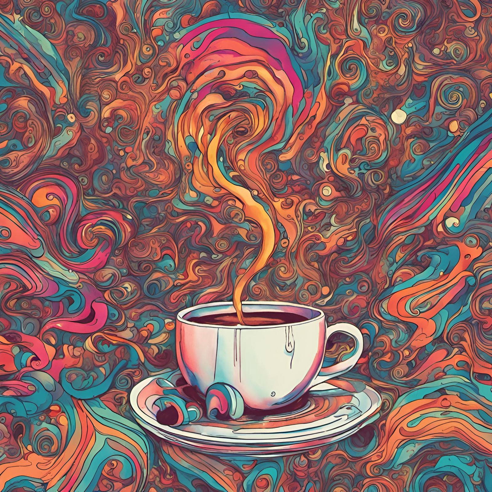 Psychedelic Coffee Dreamscape: An Acid Trip