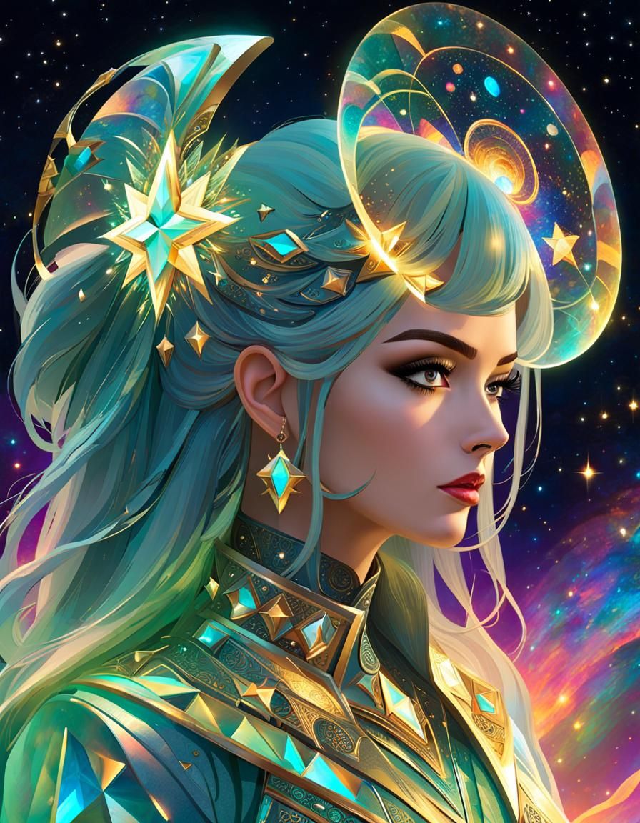Holographic Chimera Girl Astral Illustration