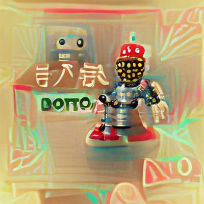 Stylized Robot Figure in Retro Digital Style