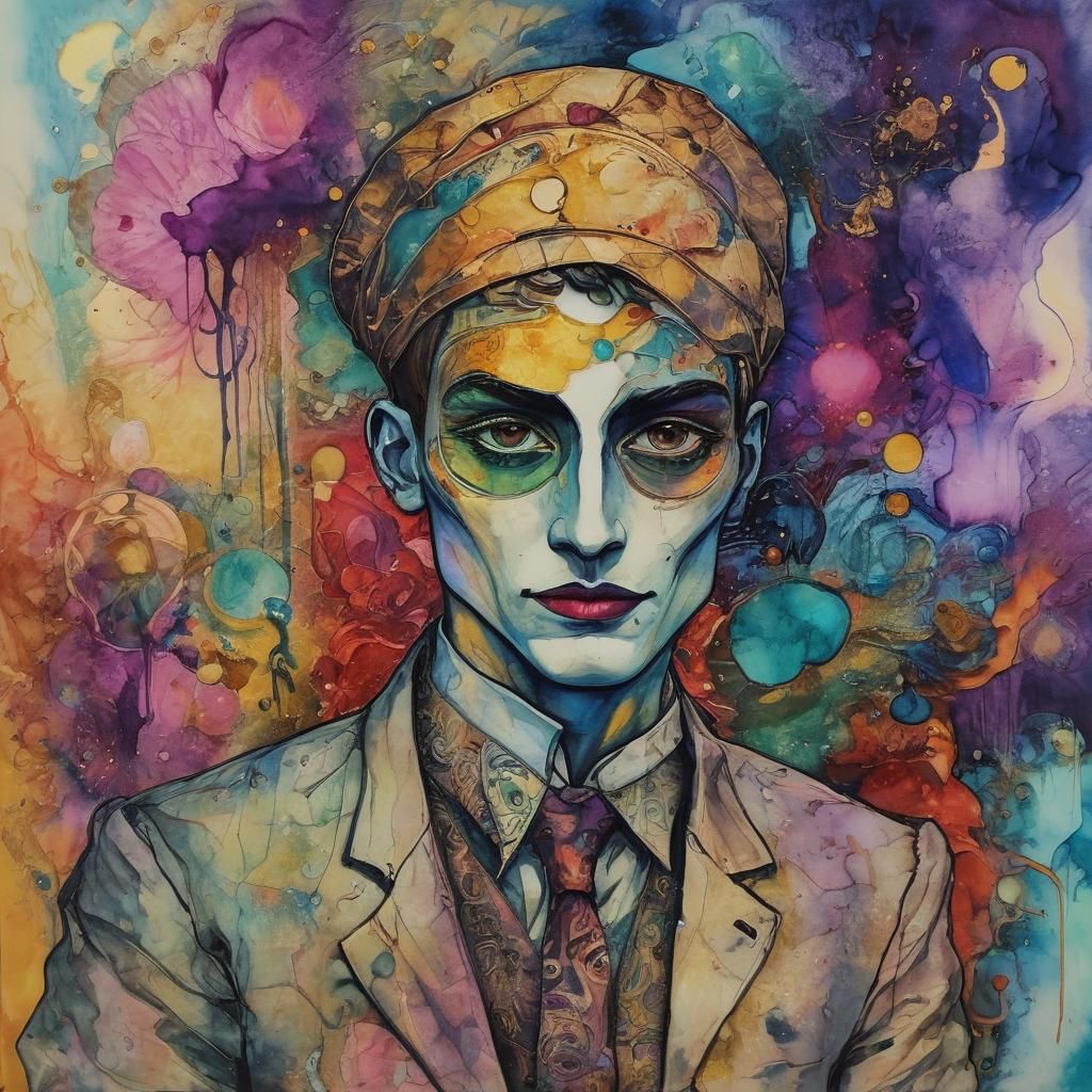 Futuristic Metallic Alcohol Ink Art in Fauvist Style