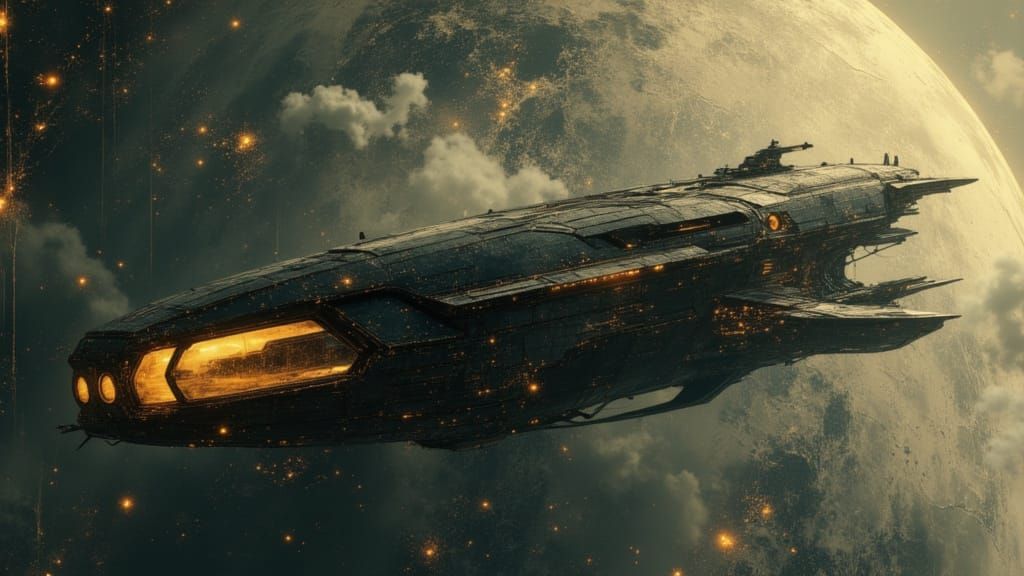 Colossal Alien Spaceship Glides Past Giant Planet in Space N...