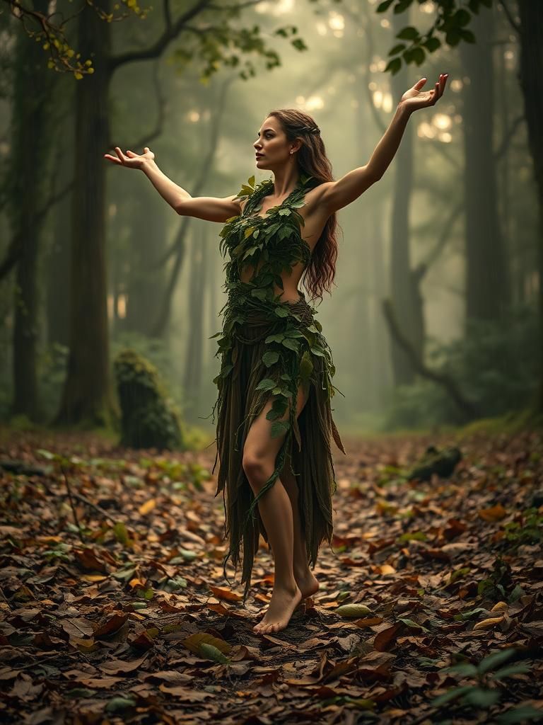 Ethereal Forest Dancer in Harmony with Nature
