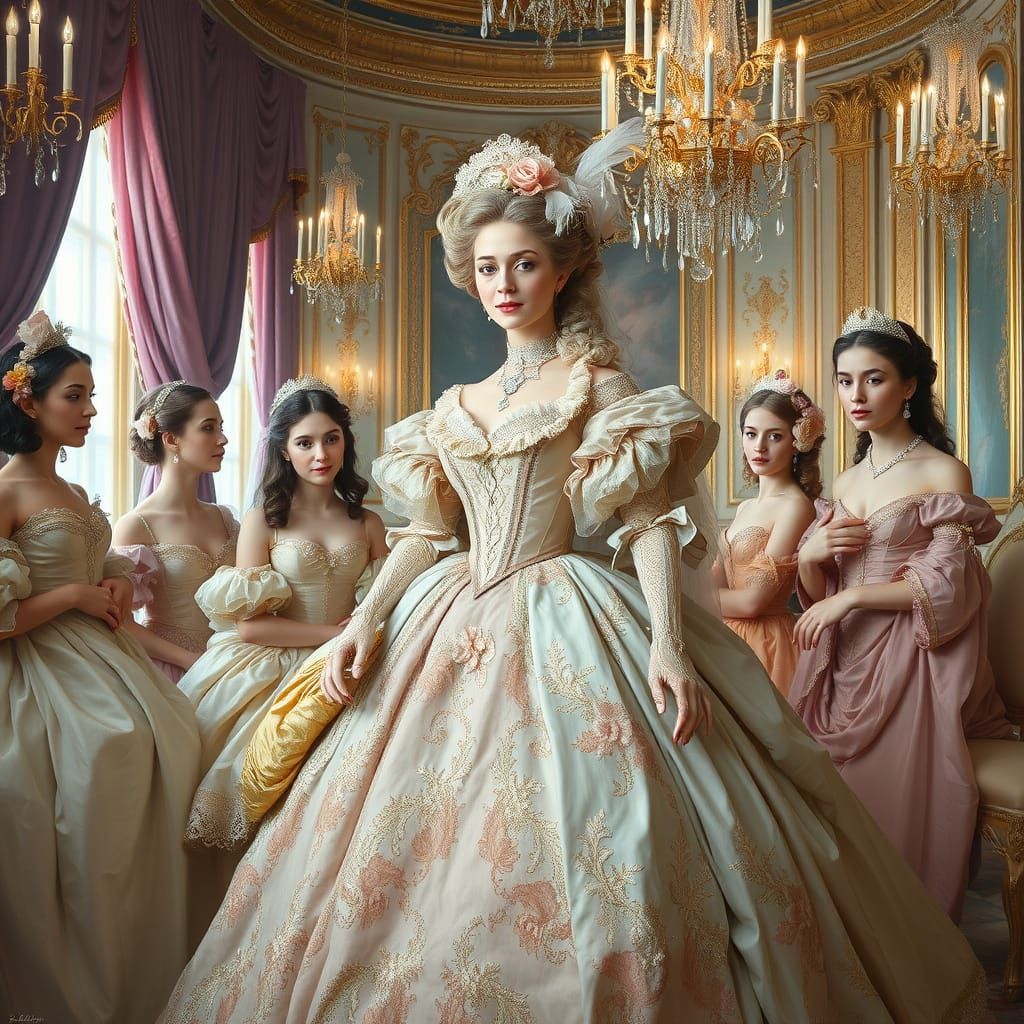 French Queen Marie Antoinette in Rococo Palace