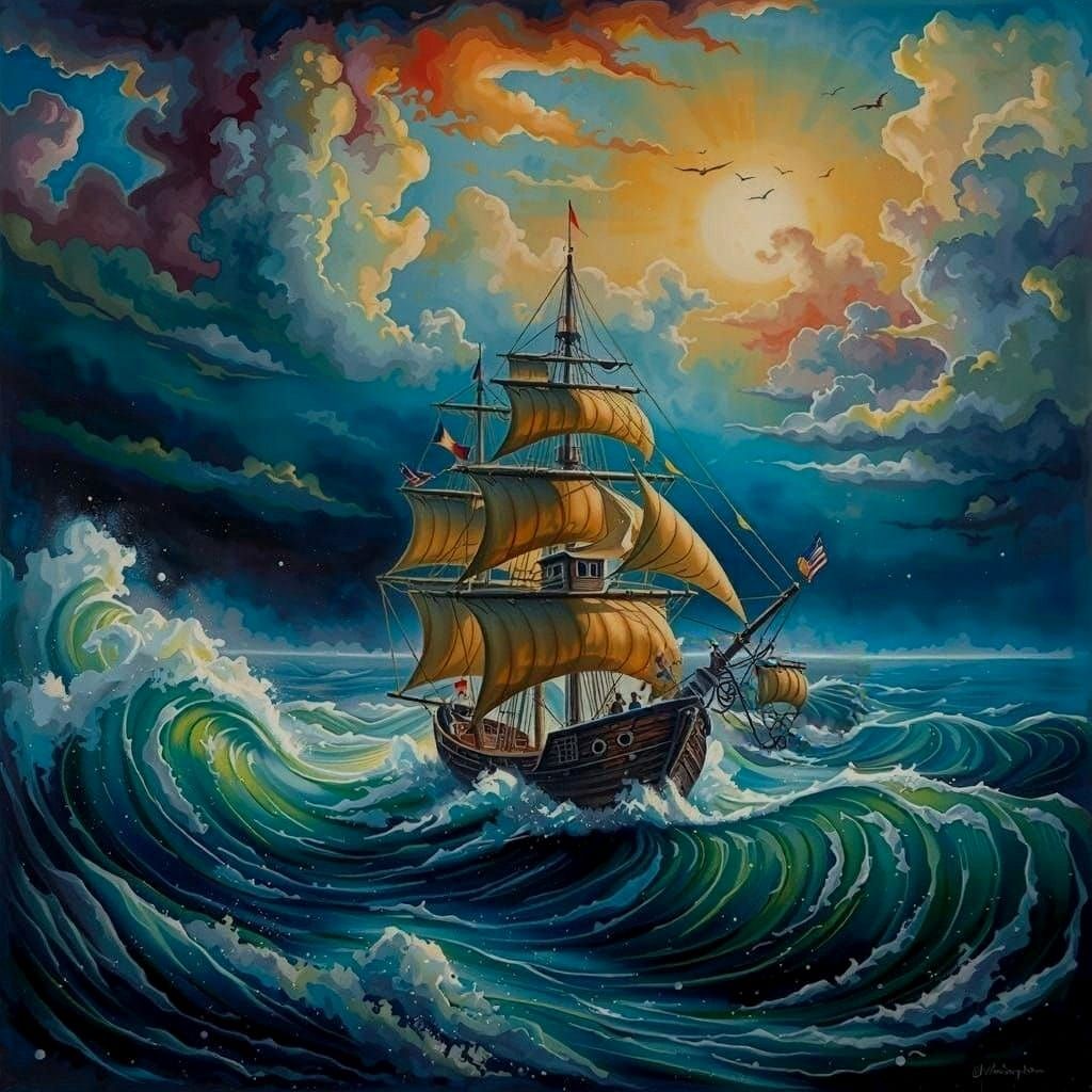 Enchanting Lagoon Scene in Vibrant Watercolor