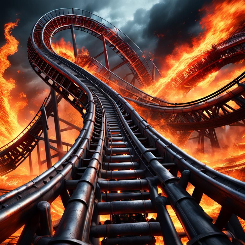 Infernal Rollercoaster Concept Art in 8K