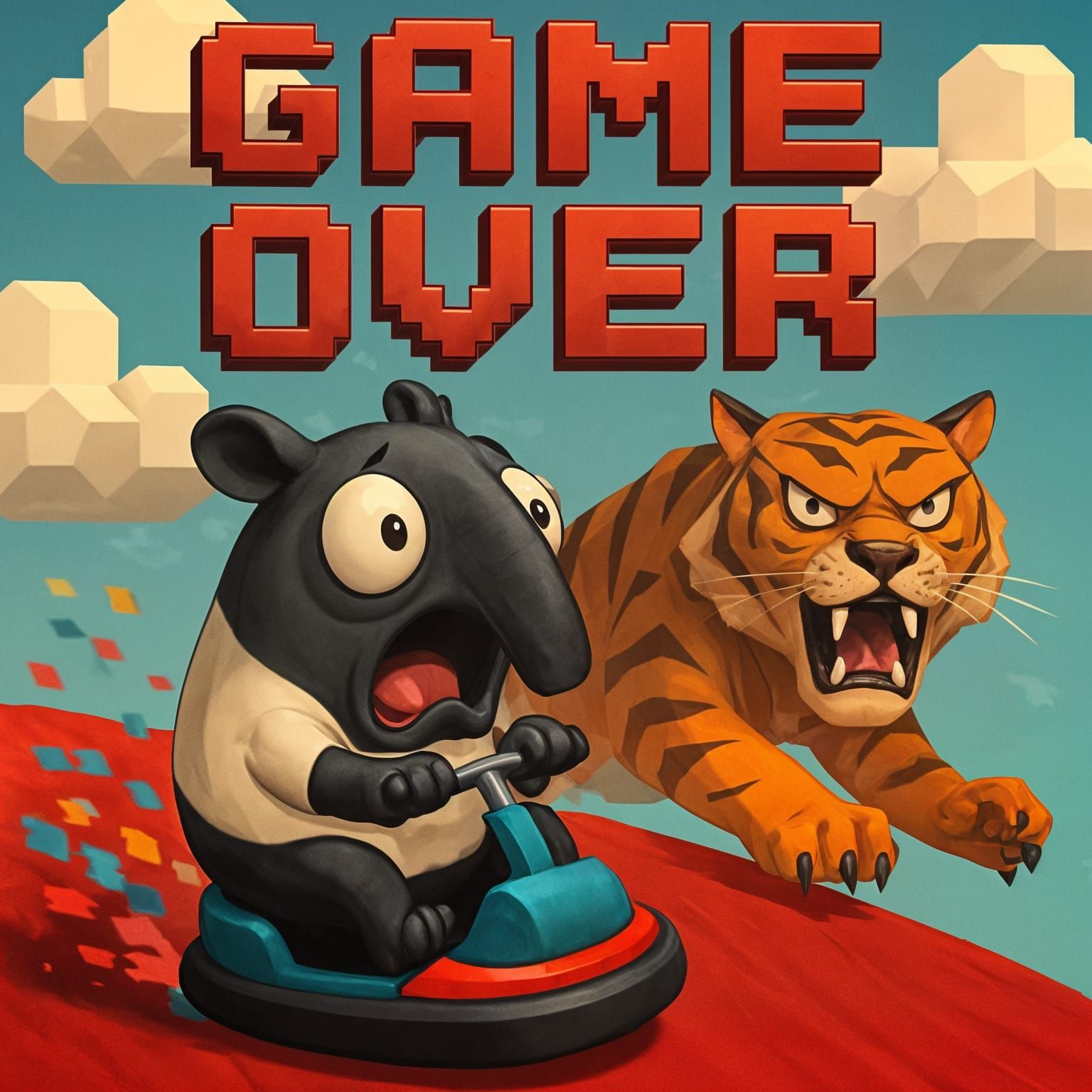 Tapir's Pixelated Scooter Escape from Tiger