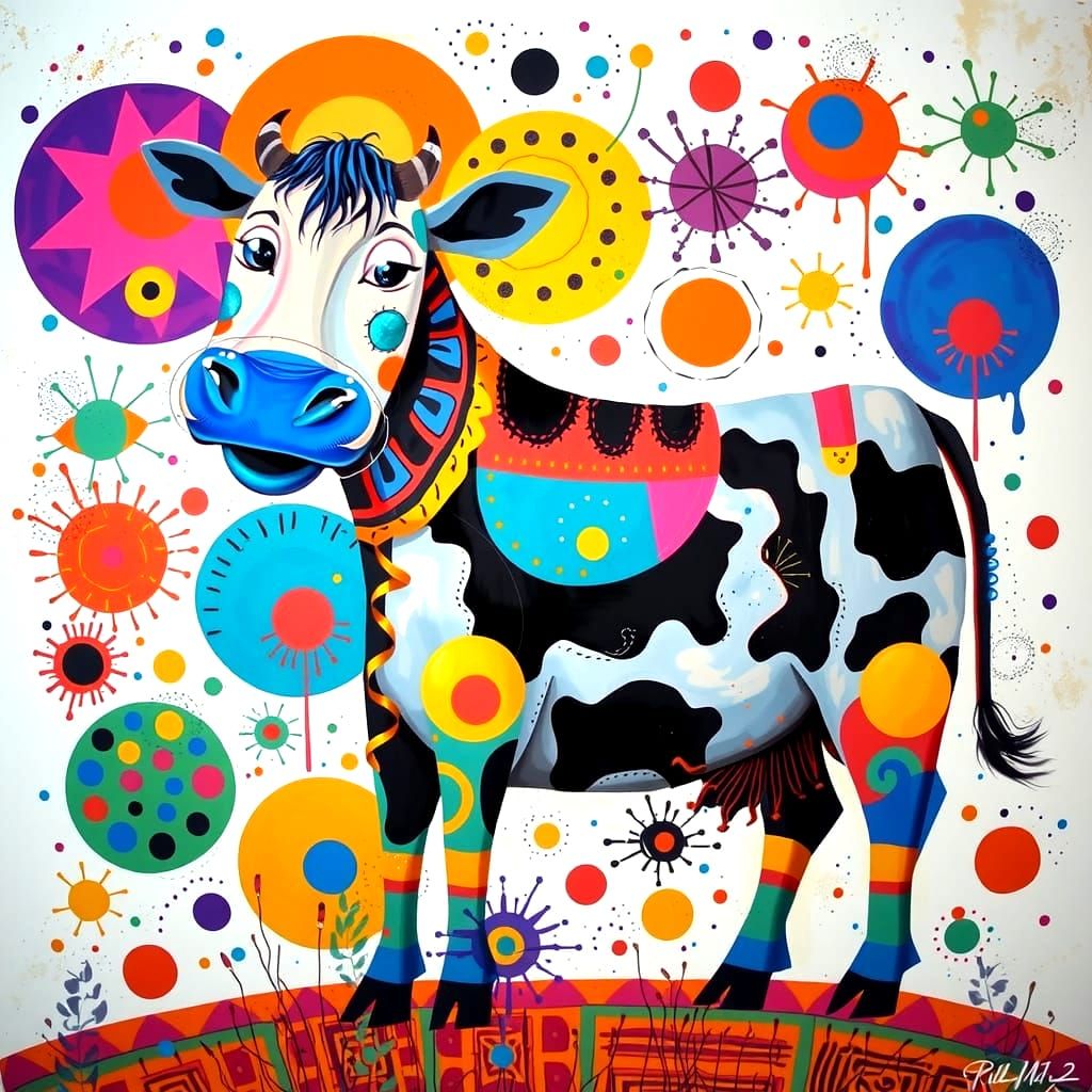 PAINTING  cow with goofy eyes deep col...Matisse MODERN  concept art, deco