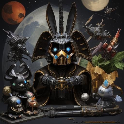 Futuristic Toy Emperor Rabbit in Expressionist Style