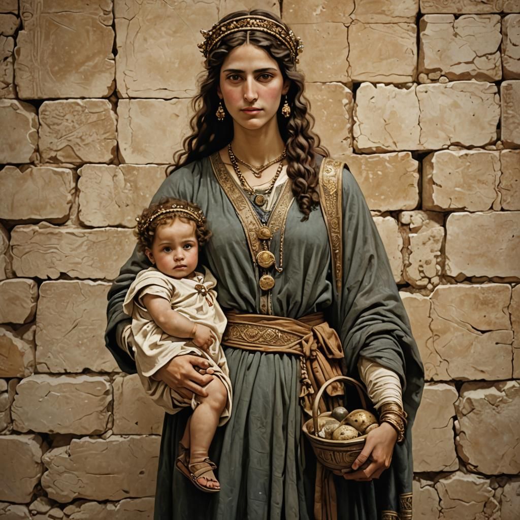 First Century Jewish Girl Holding a Child