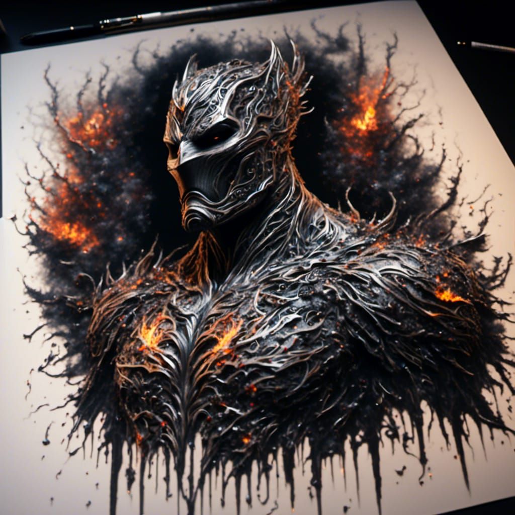 Photorealistic Dark Knight with Tattoos