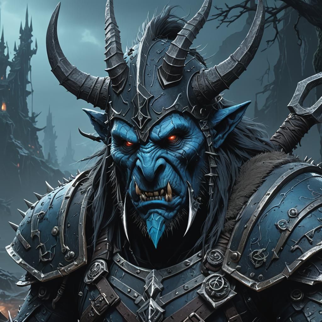 Armored Troll Wielding Rune Sword: Dark Fantasy Art