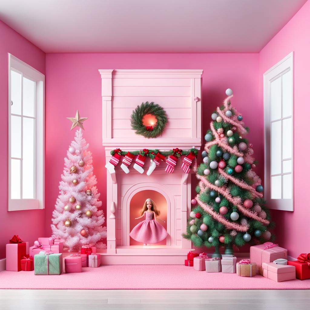 Barbie Christmas Toy House in Pastel Pink