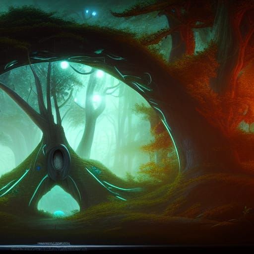 Forest Portal to Galaxy in Renaissance Style