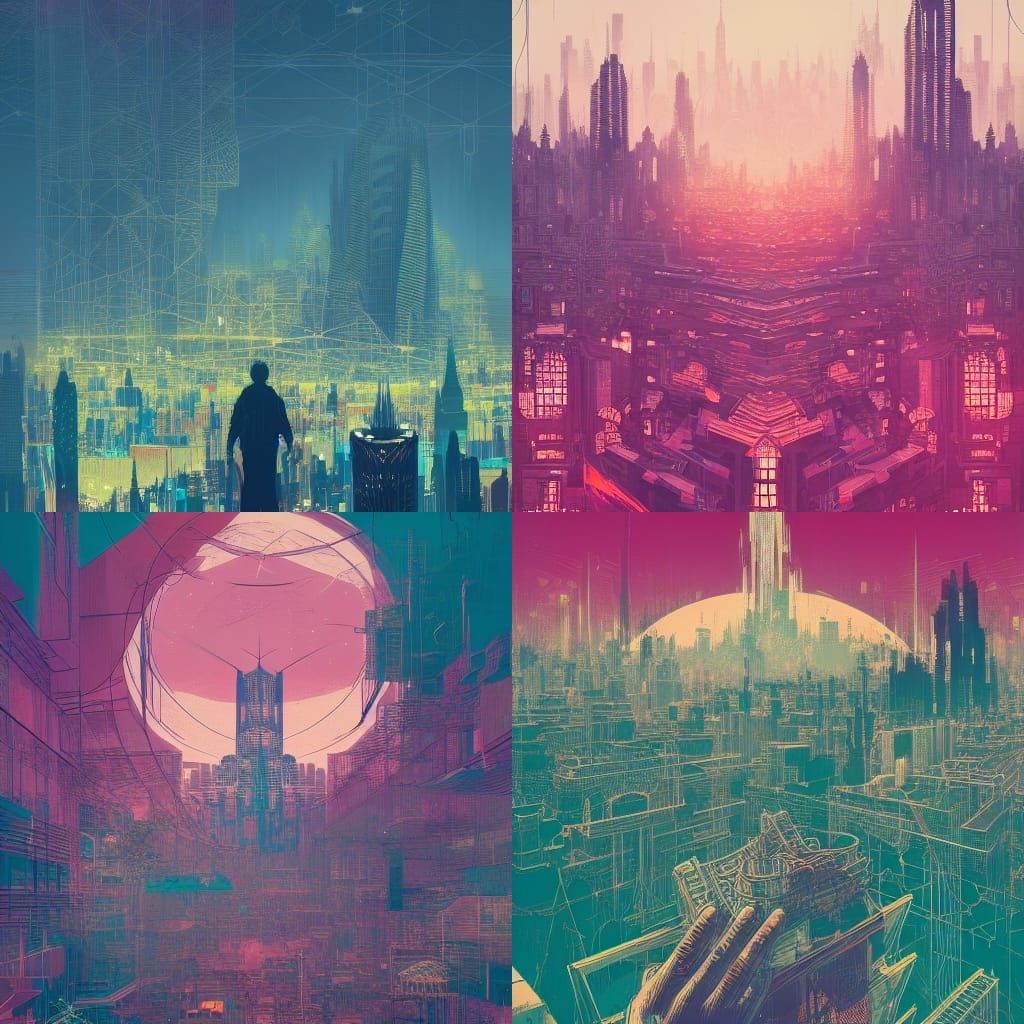 Geometric Cityscape: Hyperdetailed Matte Photography