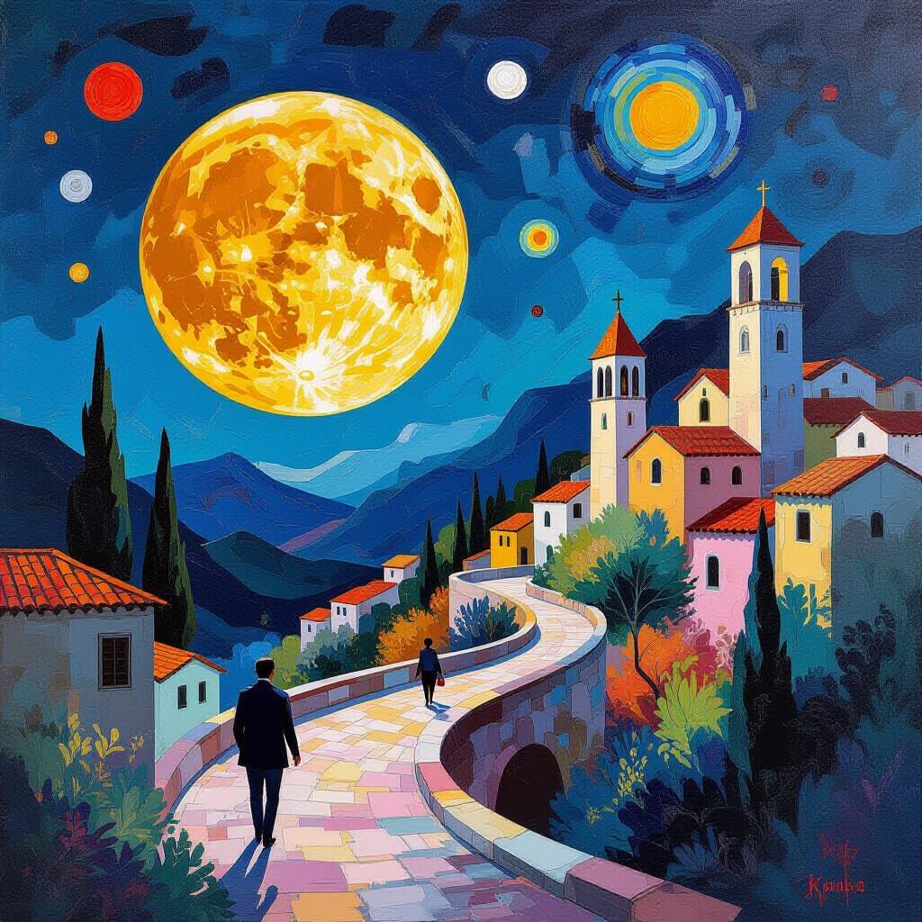 Abstract Impressionist Painting in Gouache and Watercolor