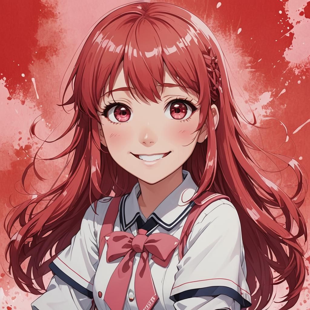 Red-Haired Manga Girl in Kawaii Style