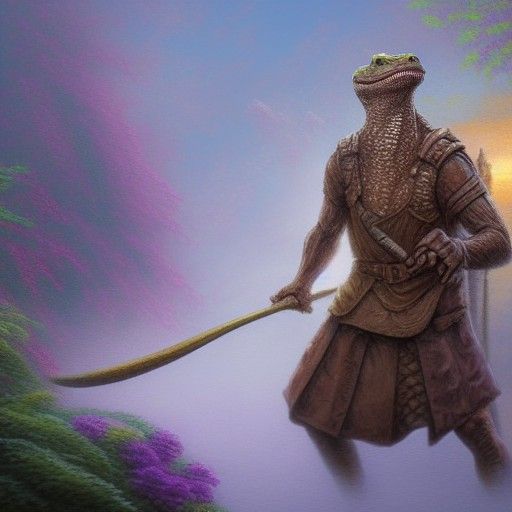 Lizard Warrior in Hyper-Detailed Digital Art
