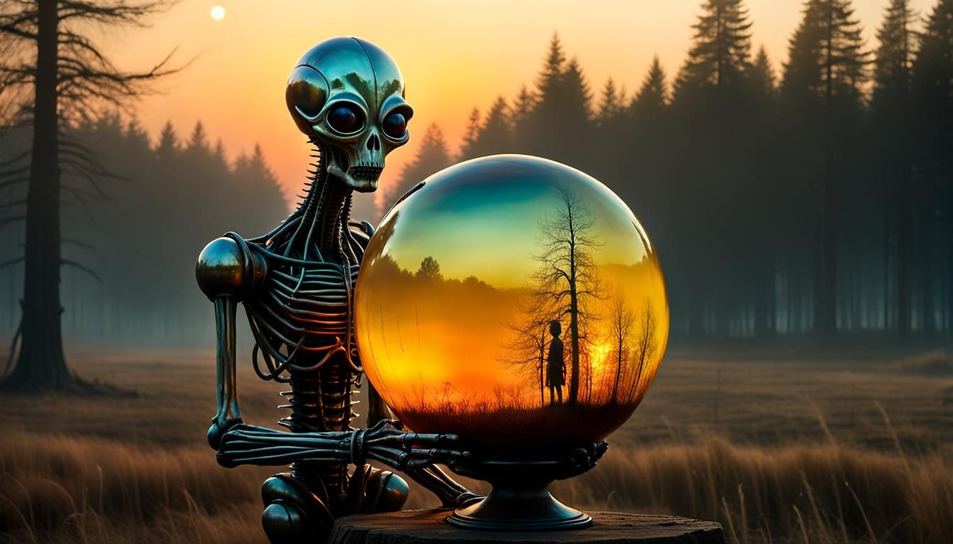 Amber Alien at Scarecrow Reservation: Surrealist Dreamscape