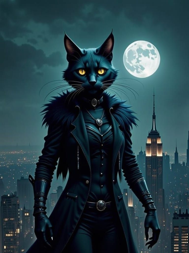 Gothic Furry Catwoman on Empire State Building