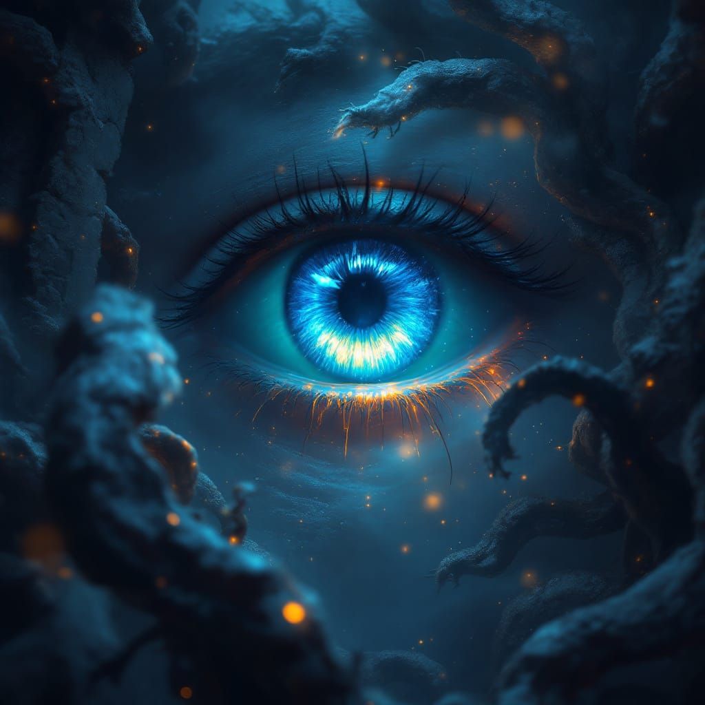 Mystical Eye in Mist-Shrouded Realm