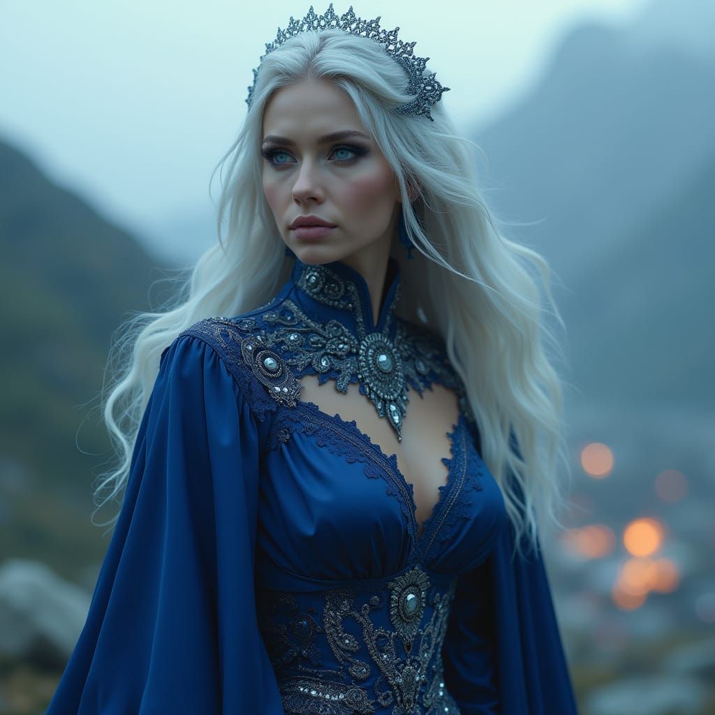 Ethereal Vampire Saxon Supermodel in Majestic Landscape