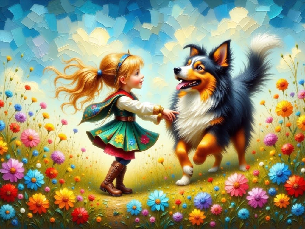 Little girl and her dog