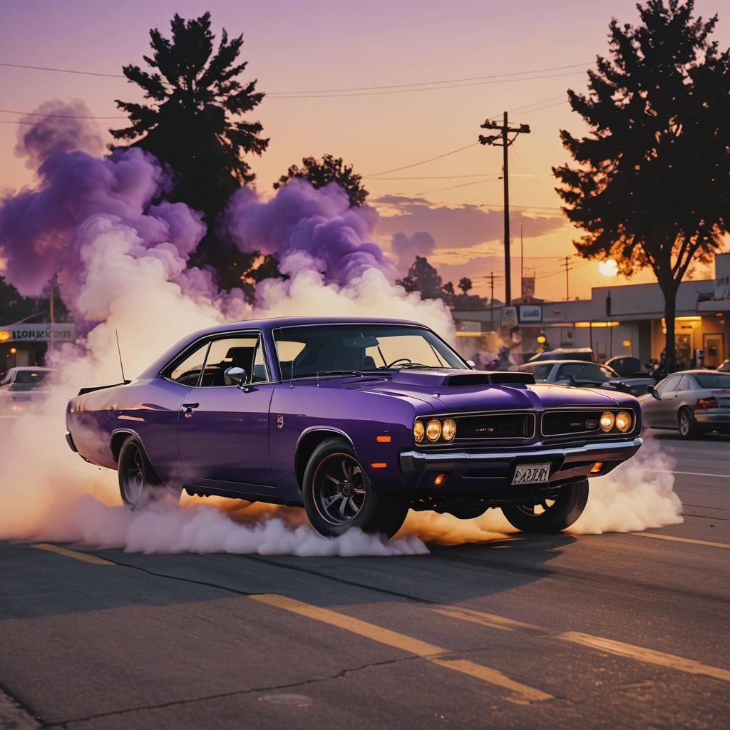 Purple MOPAR Drifting at Sunset in GTA Style