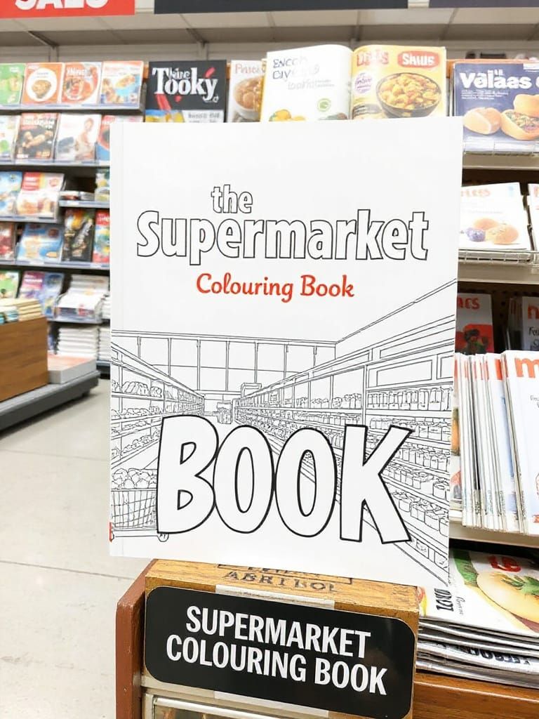 Supermarket Coloring Book Line Drawing Illustration