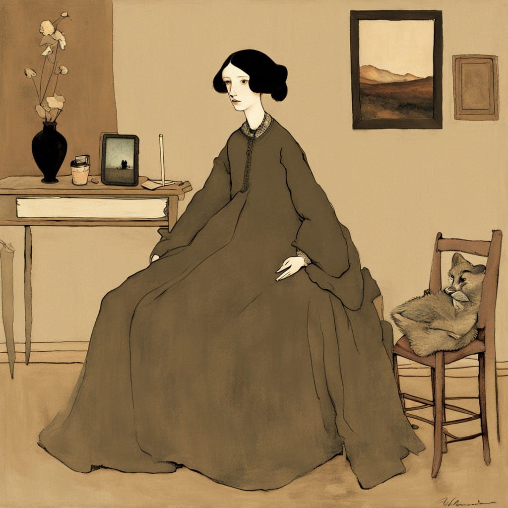 Post-Impressionist Poet in Garret Room Painting