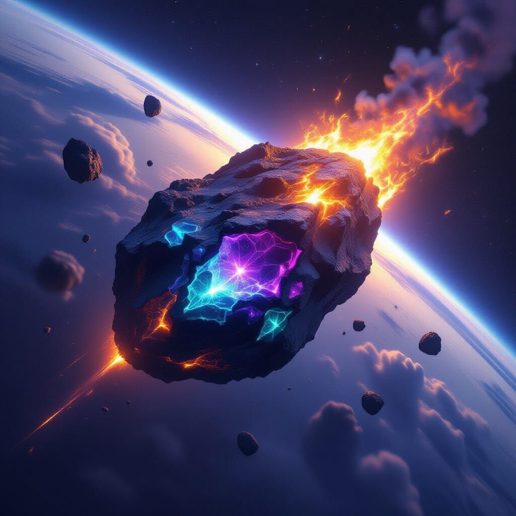 Crystal Asteroid Hurtling Towards Earth from Space