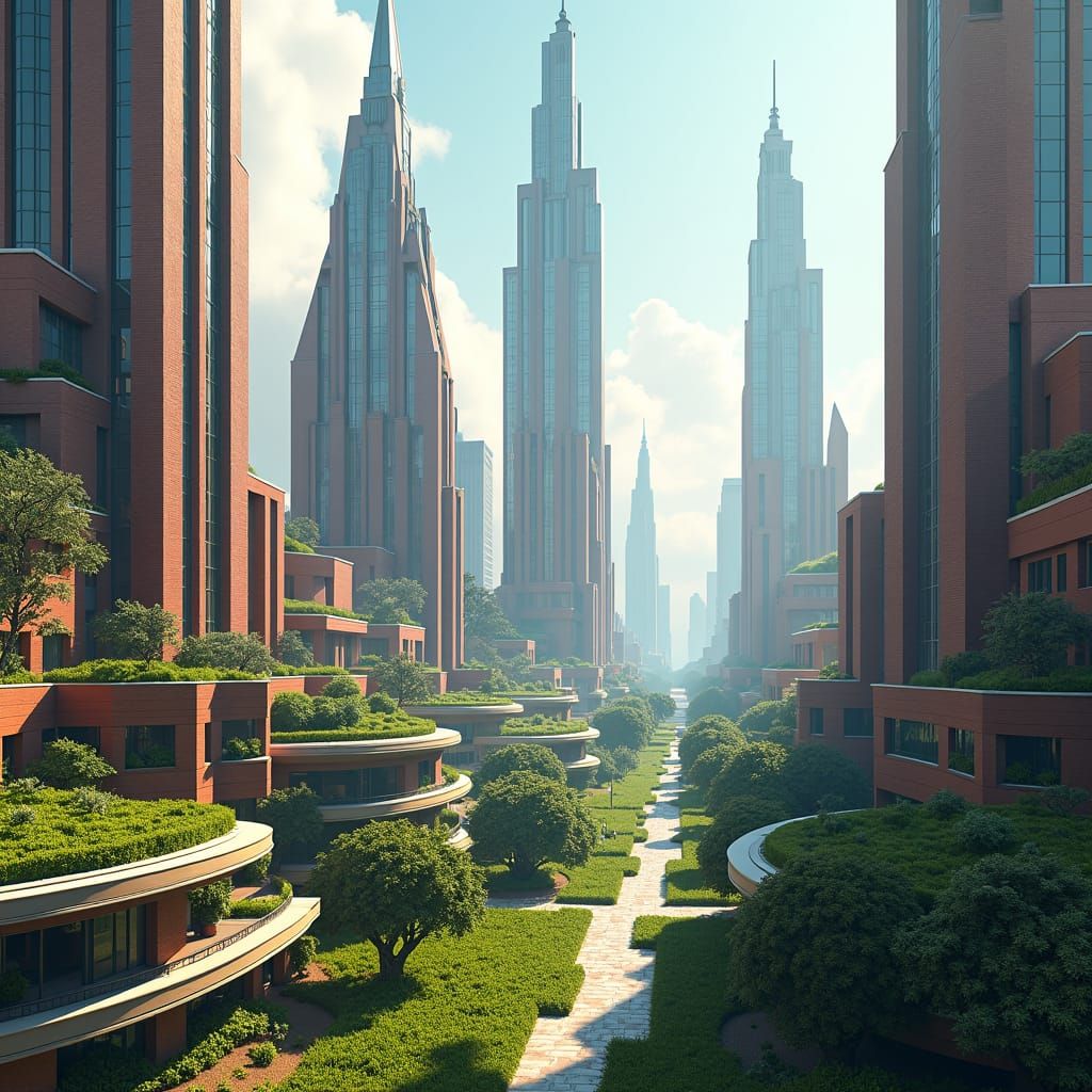 Futuristic British Cityscape with Urban Farms