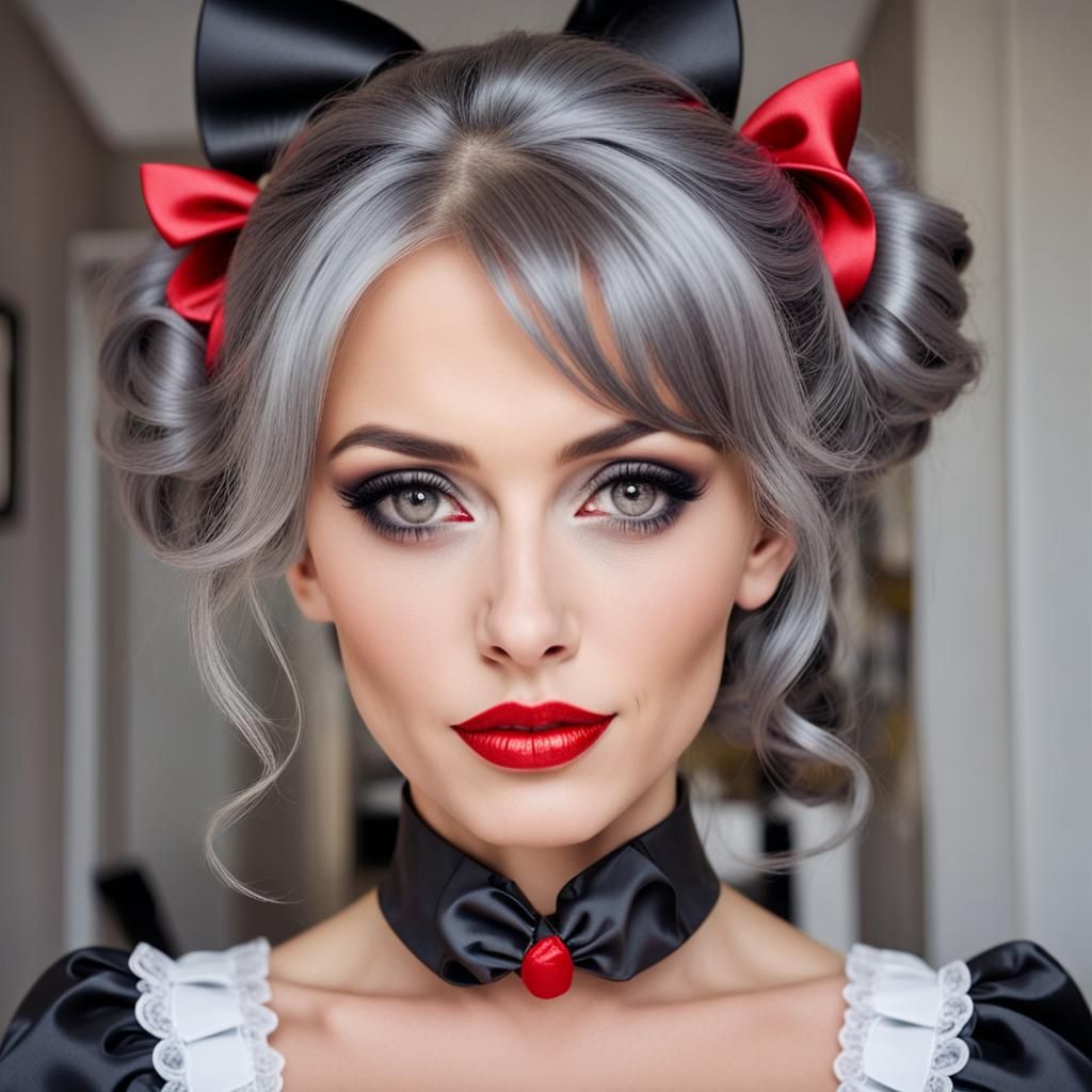 Beautiful Woman in French Maid Uniform