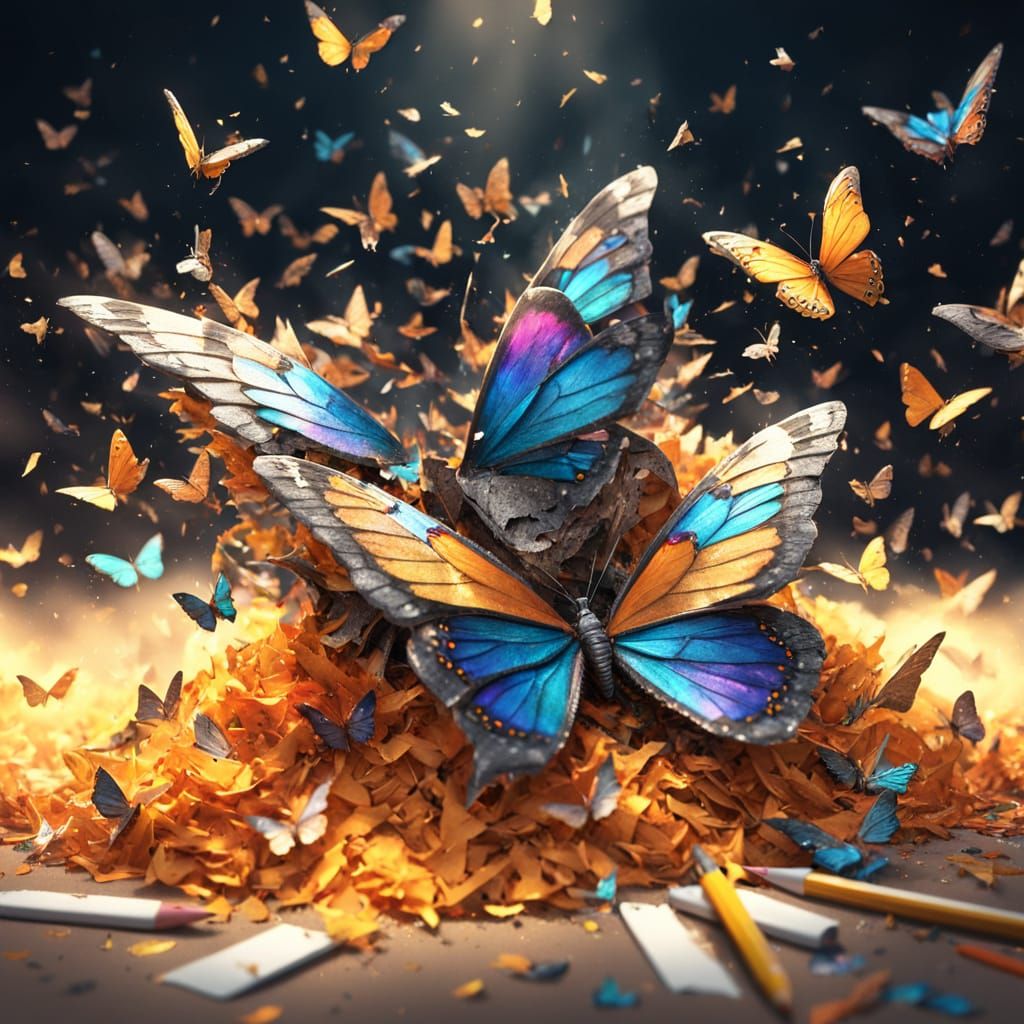 Butterflies Emerge From Pencil Shavings in Hyper-Detailed Ar...