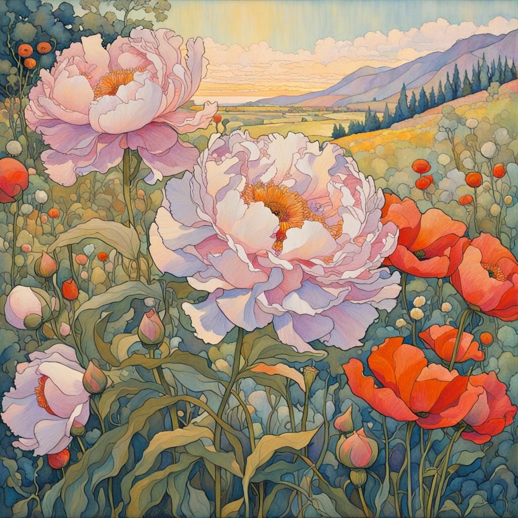 Floral Arrangement in Impressionistic Watercolor Style