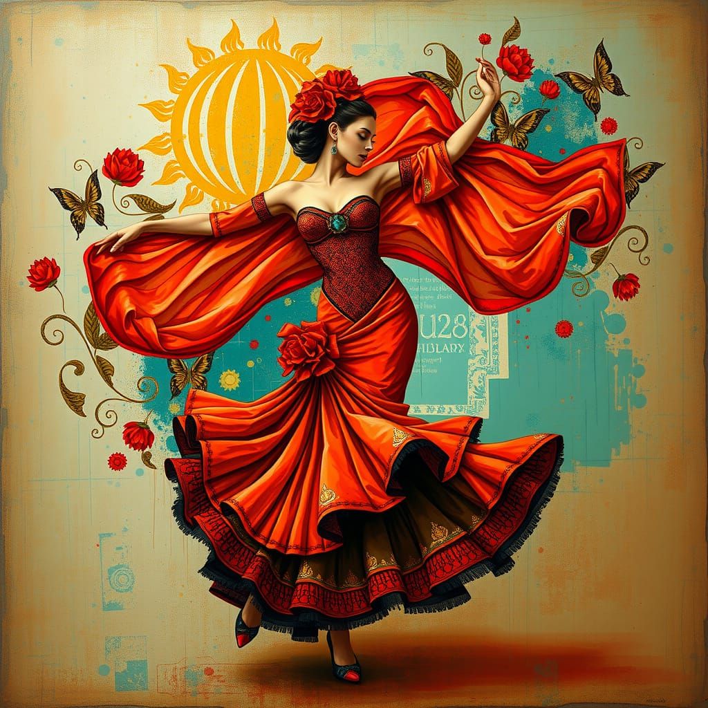 Flamenco Dancer in Vivid Colors