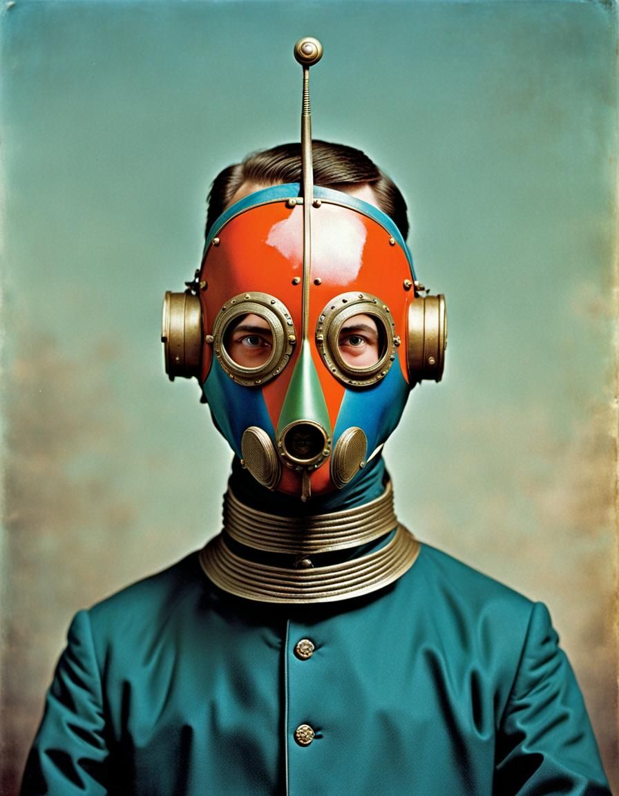 Futuristic Portrait of Man in Gimp Mask